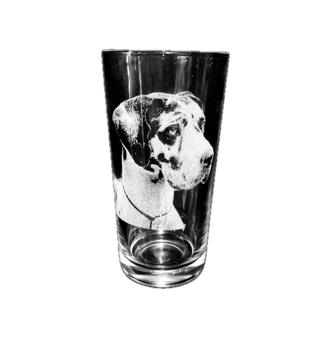 Dog Breed pet Engraved Glass Personalised Etched, Gift, Wine, Pint, Whiskey, Gin, Decanter, Cup, Tea, Christmas, Birthday, tankard Coffee, Mug, Beer, Set, vase, (Great DANE)