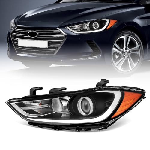 XGWZ Headlight Assembly Compatible with 2017 2018 Hyundai Elantra Black Housing Left Driver Side