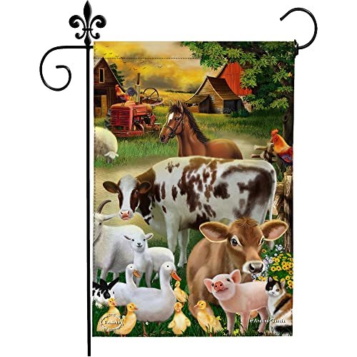 Funny Animals Farm Cute Pig Duck Sheep Goat Cow Cattle Horse Rooster Chicken Cat Garden Flag 12.5"x18" Inch Double Sided Vertical Garden Flags For Summer Home Patio Yard Flag Farmhouse Decorations -  Tmilirka, Tmilirka-Garden Flag