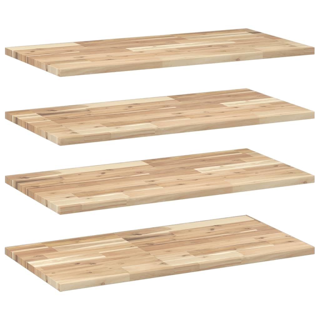 Półki wiszące, 4 szt. 100 x 40 x 2 cm, lite drewno akacjowe, nieobrobione, regał ścienny do salonu, sypialni, kuchni, wszechstronne rozwiązanie do przechowywania