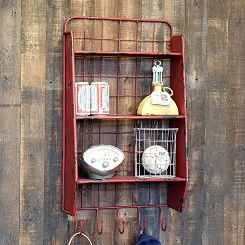 Repisa flotante repisa de metal de 3 capas estante de metal partición de metal creativo estante colgante decorativo LOFT decoración de pared de estilo industrial (Color: ROJO) estante de almacenamient