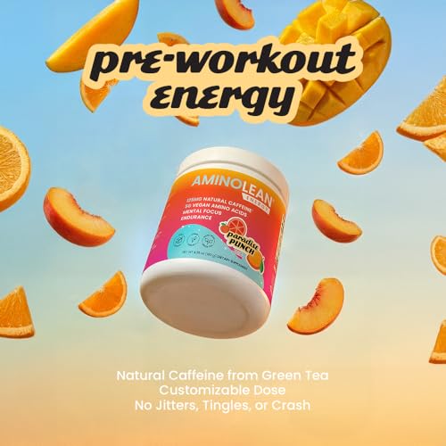 Image of AminoLean Pre Workout Powder, Amino Energy with Vegan BCAA Amino Acids & Natural Caffeine, Preworkout Boost for Men & Women, Paradise Punch
