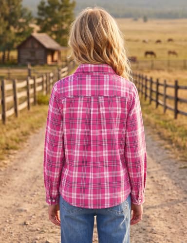 Image of Noomelfish Girls Long Sleeve Button Down Shirt Tie Front Western Tops Cowgirl Outfit (5-14 Years)
