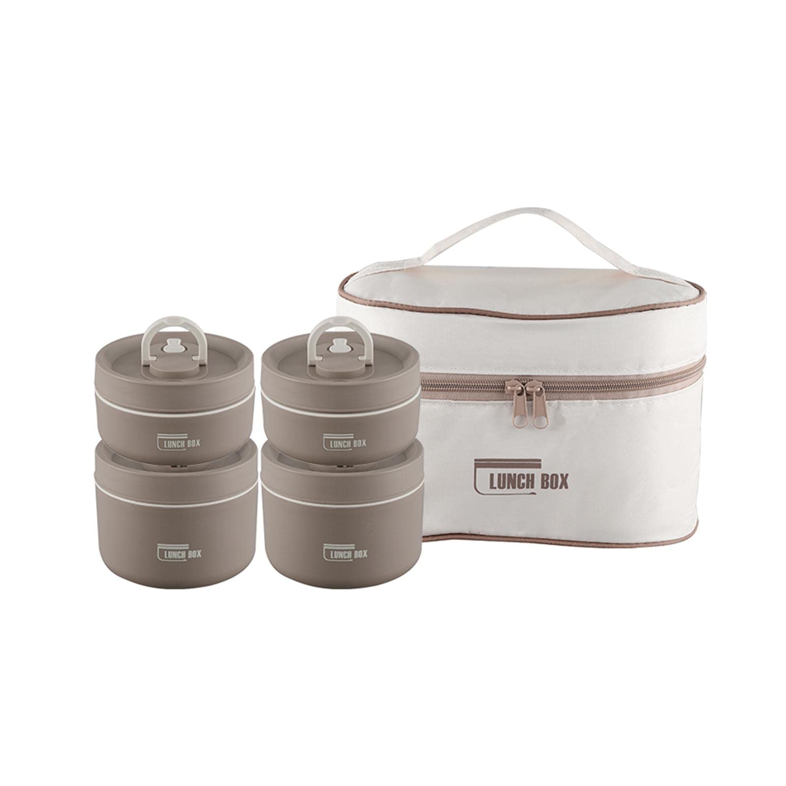 Juego de 4 Fiambreras Isotérmicas (420 Ml Y 620 Ml) para Adultos, con Tapa Hermética, Ideales para Llevar Aperitivos O como Caja Bento en Viajes, Excu, Marrón, Individual