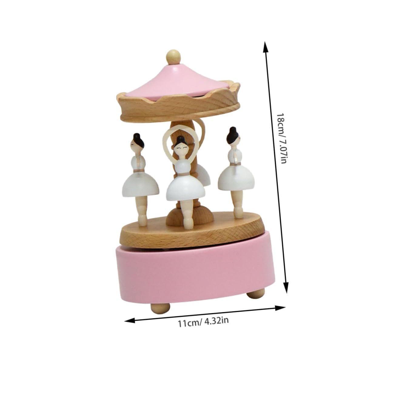LIFKOME Carillon Ballerina in Legno Rotante Rosa, Design Elegante | Carica Manuale, Figurina da Collezione Decorativa, per Casa e Compleanni, per Appassionati di Danza