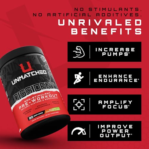 Image of Unmatched Dissident Non Stim Pre Workout Powder for Men & Women | Citrulline, Beta Alanine, Peak ATP | Natural Flavors & Sweeteners | 20 Servings (Pink Lemonade)
