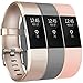 Yandu Cinturini di ricambio morbidi per Fitbit Charge 2 Grande 02 (Champagne, Grey E Blush Rosa)