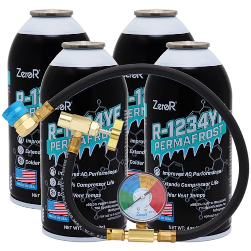 ZeroR Permafrost for R1234YF AC Systems | Performance Booster | 4 Cans + 24 HD Can Tap Gauge