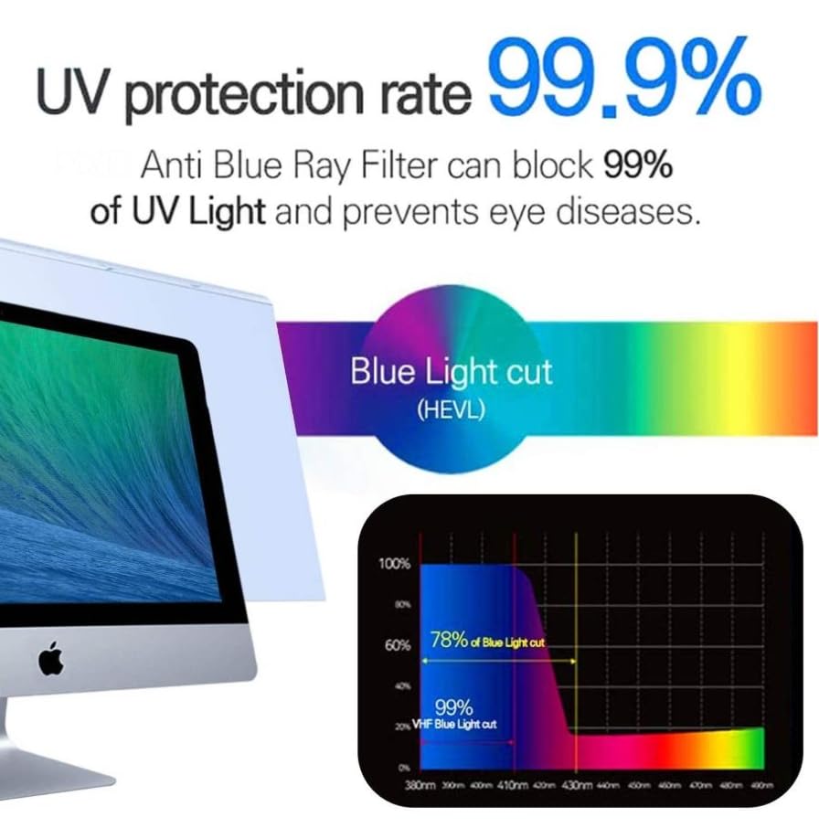 Filtre Anti-Lumière Bleu Premium pour 12"-27"Bureau/Moniteur,filtrant Anti-éblouissant Protection des Yeux,Blocage de la lumière Bleue Protecteur d'écran,Protecteur d'écran Bloquant la Lumière Bleue