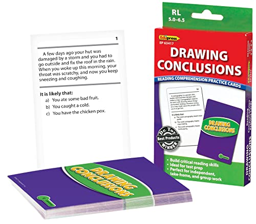 Edupress Reading Comprehension Practice Cards, Drawing Conclusions, Green Level (EP63417)