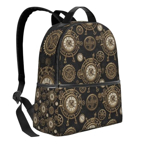 Extra Large Travel Backpack, Lightweight Daypack for Men and Women Vintage Clock Steampunk Gears Art Design2