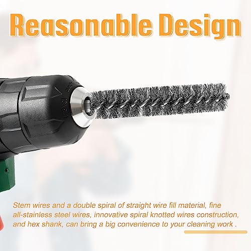 Image of Geiserailie Bore Brush Bristles Wire Brush for Power Drill Cleaning Wire with Hex Shank Handle for Power Drill Cleaning (40 Pieces,Stainless Steel)