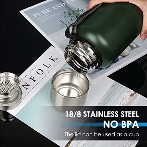 Subron Vacuum Insulated Thermos Water Bottle 34 Oz With Wide Mouth Cup Bpa-Free 18/8 Stainless Steel Water Bottles Flask For Cold & Hot Drink Coffee (1 Qt, Olive Drab) #TOP6