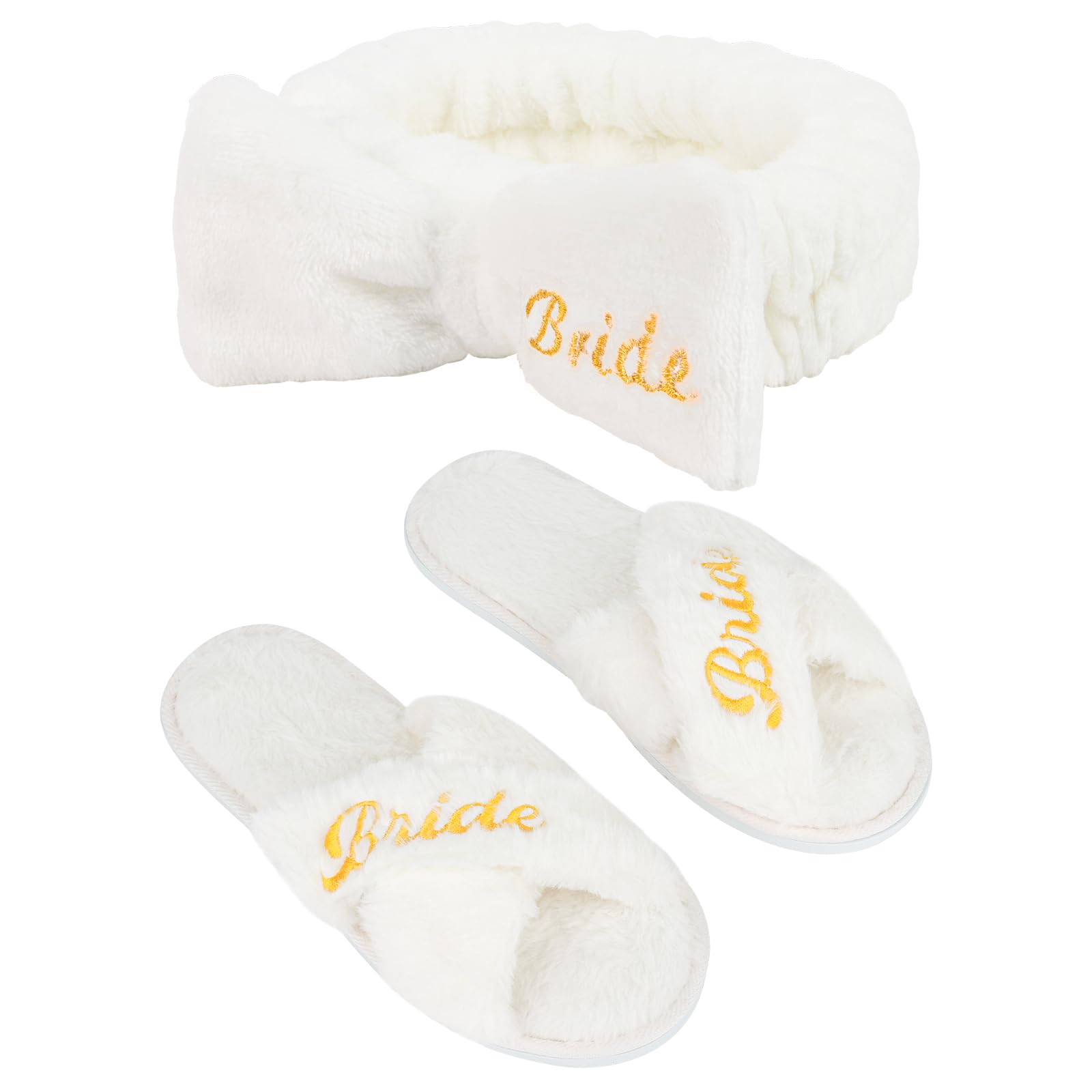Amazon.com : CIEHER Bride Spa Headband & Bride Slippers Set, Bride to ...