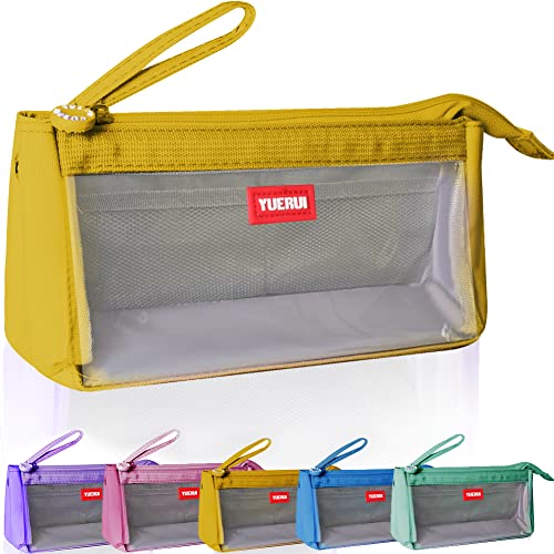hzzycer Large Pencil Case Big Capacity Pencil Bag Portable Pencil Case for Girls and Boys Pencil Pouch Suitable for Middle High School College Students (Yellow)