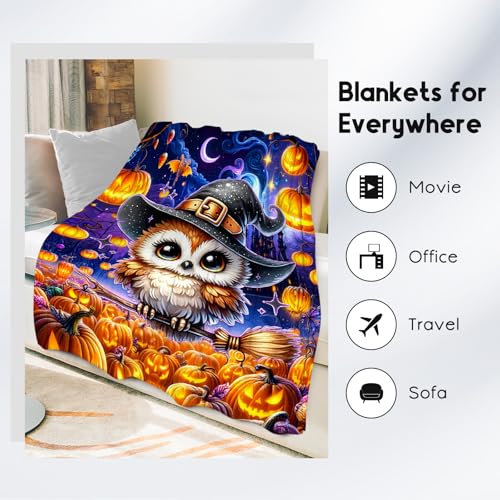 Halloween Blanket for Girls, Kids Blankets Gifts, Cute Owl Throw, Soft Fleece Throw for Halloween Decoration, 60"x80"
