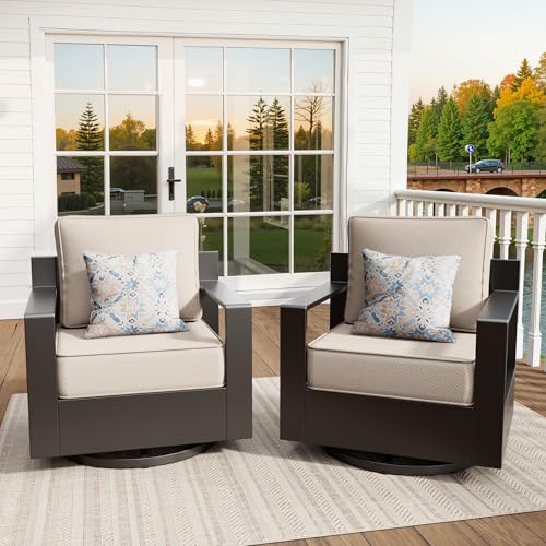 MeetLeisure Aluminum Outdoor Swivel Rocker Chairs Set of 2 - All Weather Use Porch...