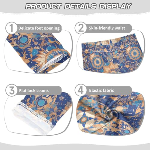 Bohemian Mandala Oil Painting Kids Girl's Basic Leggings Comfortable Full Length Workout Pants Sports3