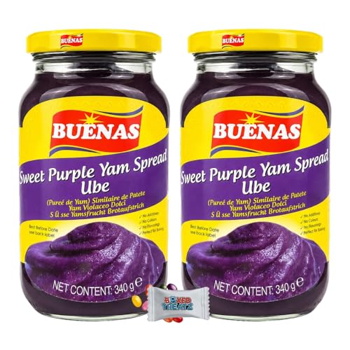 Buenas Purple Yam Spread Ube 340g (Pack of 2) | Authentic Filipino Purple Yam Jam | Sweet & Creamy Ube Spread for Bread Desserts & Baking | Boxed Treatz