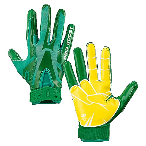 Grip Boost Peace Football Gloves Pro Elite - Adult Sizes (Green/Yellow, Large) #TOP6