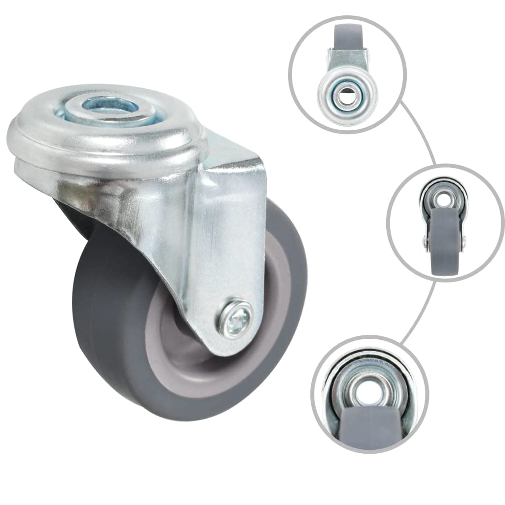 vidaXL 12x Lenkrolle mit Bolzenloch Lenkrollen Transportrollen Laufrollen Möbelrollen Bockrollen Schwerlastrollen Gummirollen Rolle 50 mm Tragkraft 140 kg