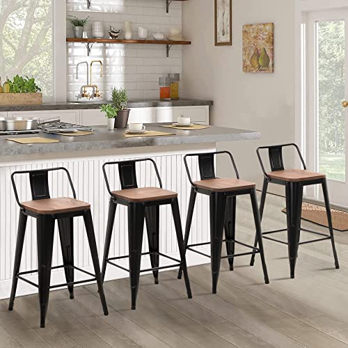 MAISON ARTS Industrial Metal Bar Stools Set of 4 #TOP15