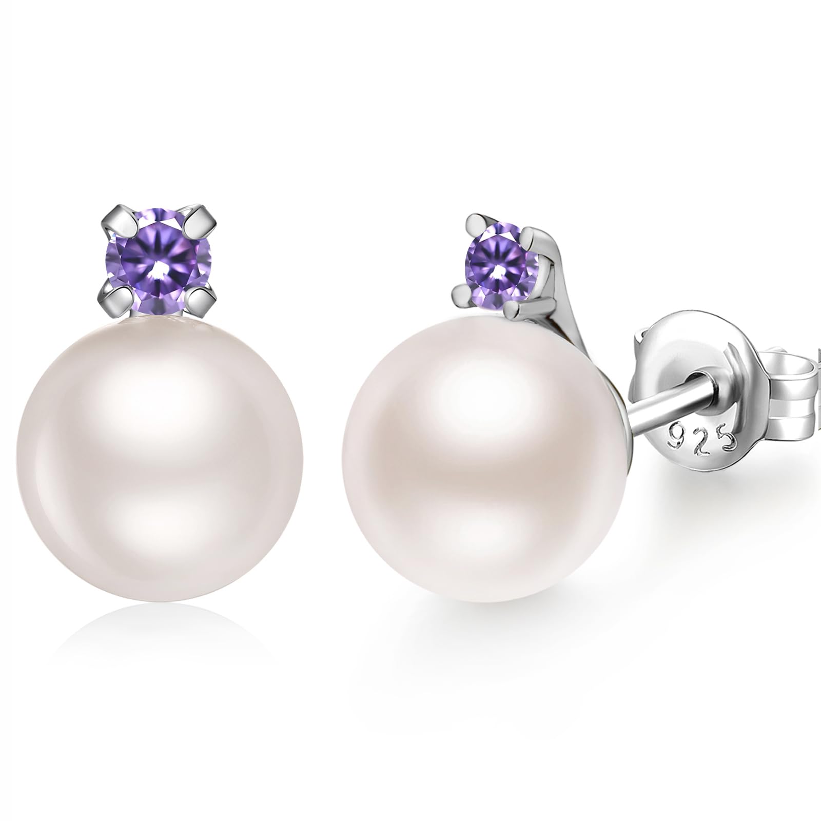 jiamiaoi Glänzend Perlenohrringe Silber 925 Stecker Große Perlenohrringe mti ein Zirkoniumdioxid Ohrringe Silber Perlen Damen Ohrringe mit Perle Simulierte 13MM