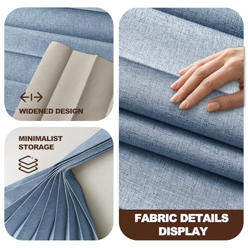 Image of JILRON Accordion Partition Curtain with Ceiling Track - Space-Saving Room Divider, Tool-Free Installation(Blue 180 inch W x 84 inch L-Pack of 1)