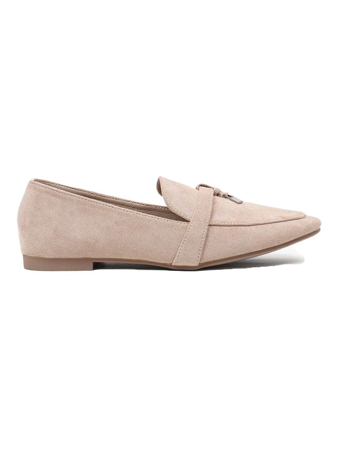 Women’s Suede Loafers – Elegant Pointed-Toe Slip-On Flats with Silver Tassel Charms & Cushioned Insole-image-16