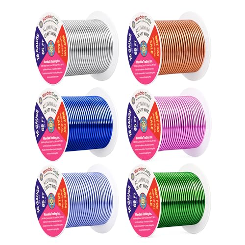 Image of Mandala Crafts 16 GA Pink Green Blue Assorted Anodized Aluminum Craft Wire | 390 FT, Colored, Flexible, Bendable for Bonsai Armature Sculpting Wire Wrapping Jewelry Making, Weather & Tarnish Resistant