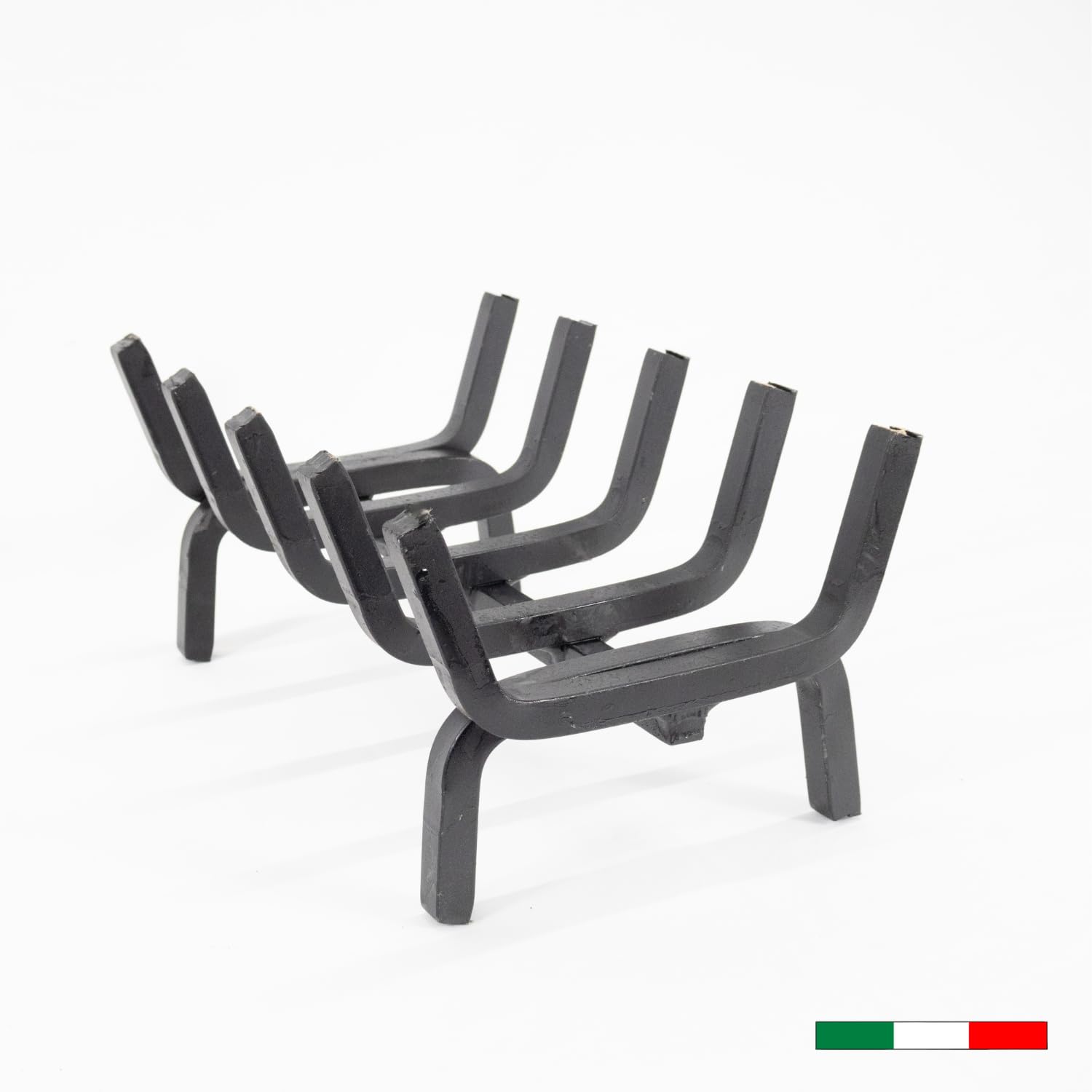MOHOME Brucialegna per Camino in Ferro Battuto Nero Made in Italy 5 Barre Griglia 30x20x15 cm Braciere per Camino Poggia Legna Piedi Rialzati Portalegna per Caminetti Accessori Attrezzi Camino