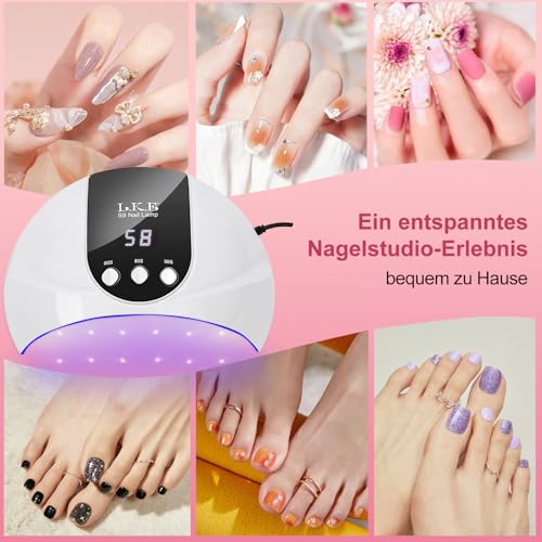 UV Lampe für Gelnägel,54W UV Lampe Nägel mit 3 Timer, LCD Display, Auto Sensor,Premium UV Lampe für Alle UV Gel Nagellack, Ideal für Anfänger und Profis, Perfektes Festivalgeschenk