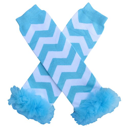 So Sydney Baby Toddler Girl Chevron Stripe Tutu Chiffon Ruffle Leg Warmers (Turquoise Blue)
