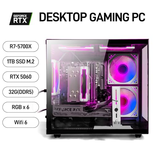 undefined WIWB Gaming PC Desktop Ryzen 7 5700X, GeForce RTX 5060, 32G DDR4 RAM, 1TB NVME SSD, Prebuilt Tower Computer for Gaming, Home and Office (Black) の商品画像 3