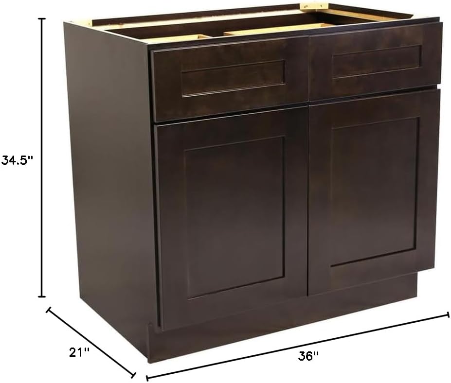 Combo Bathroom Vanity Cabinet (36" W x 34.5" H x 21" D) and Over-The-Toilet Storage Cabinet (24" W x 36" H x 12" D) - Shaker Espresso
