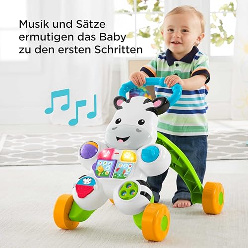 Fisher-Price Lern mit mir - Zebra Lauflernwagen, musikalisches Aktivitäts- und Gehspielzeug mit Lerninhalten, ab 6 Monaten, Deutsche Version, Reduzierte Verpackung, HBW56 – Bild 5