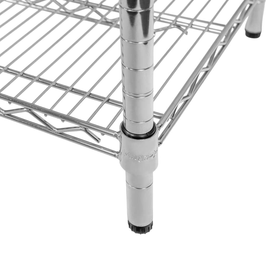 Mega-M Estantería de alambre cromado de 4 estantes 90 × 45 × 180 cm de acero cromado estantes ajustables capacidad de carga 250 kg/estante montaje sin herramientas
