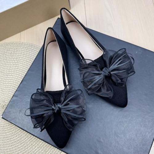 SAILING LU Bow-Knot Ballet Flats Womens Pointy Toe Flat Shoes Suede Dress Shoes Wear to Work Slip On Moccasins2