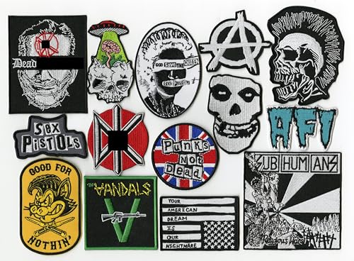 Punk Rock Legends Patch Set: Dead Kennedys, Misfits, AFI & More - 14 Piece Iron-On Collection by Nixon Thread Co.