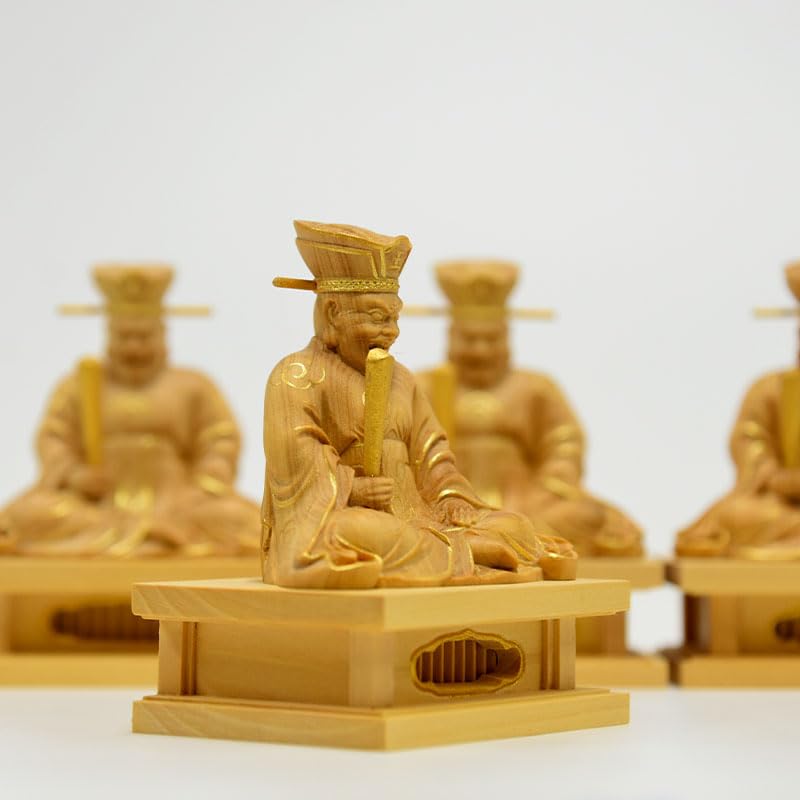 Amazon｜海宇工芸(kaiu art) 【小仏】柘植閻魔大王 金泥書 総高7.6cm