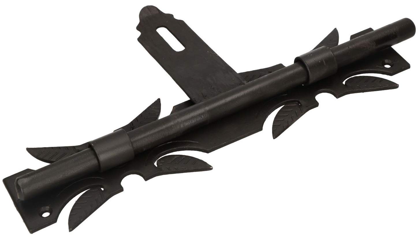 KOTARBAU Torriegel 320 mm Links/Rechts Bolzenriegel Torschieber Pulverbeschichtet Schwarz Schubriegel Schmiedeeisen Überwurfriegel Federriegel Stahl