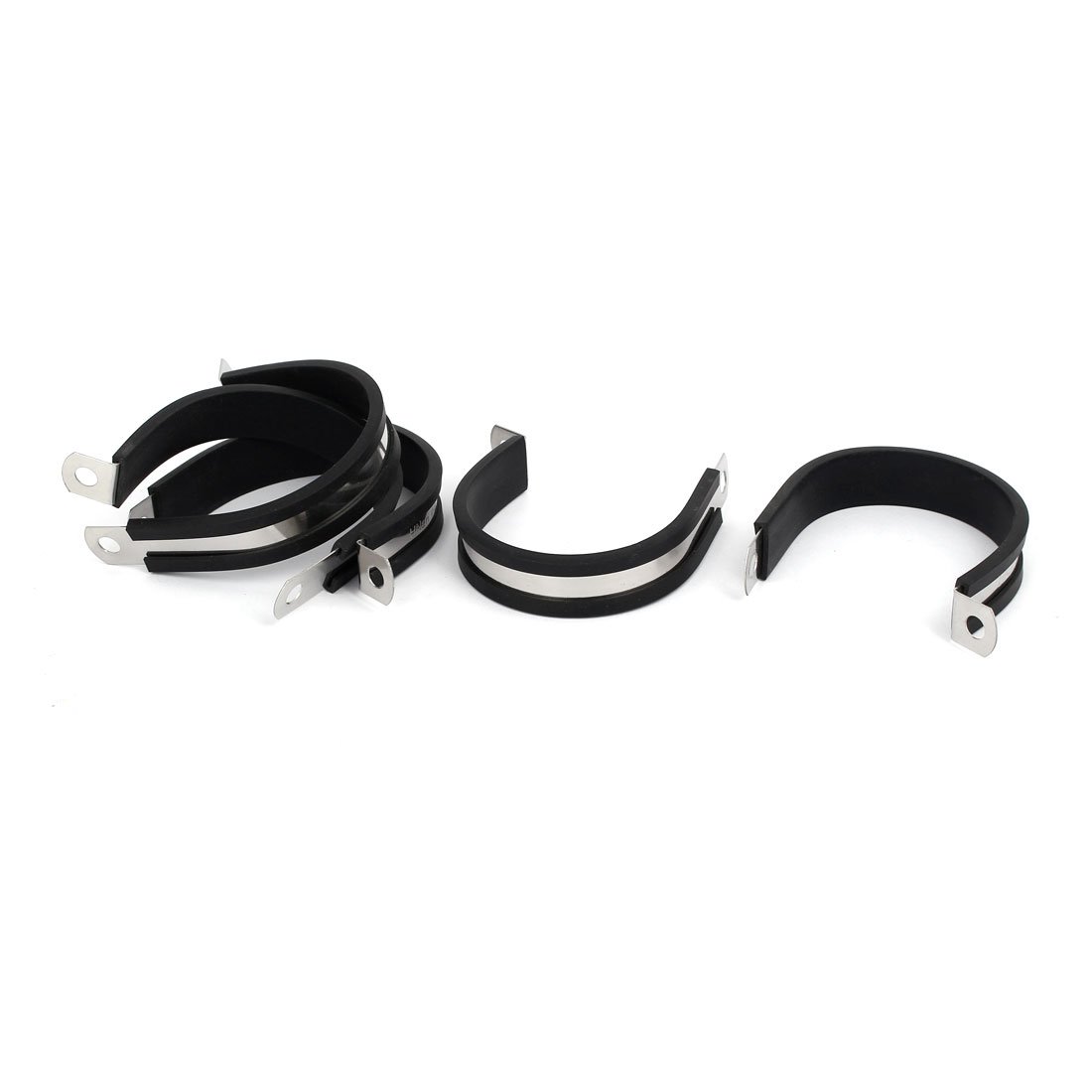 Aexit 46mm Dia Clamps EPDM Rubber Lined P Clips Cable Hose Pipe Clamps Strap Clamps Holder 5pcs
