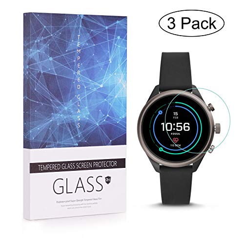 [3er-Pack Panzerglas Folien kompatibel Fossil Sport Smartwatch (41 mm) Displayschutzfolie Full Coverage 9H Härte Anti-Kratzer High