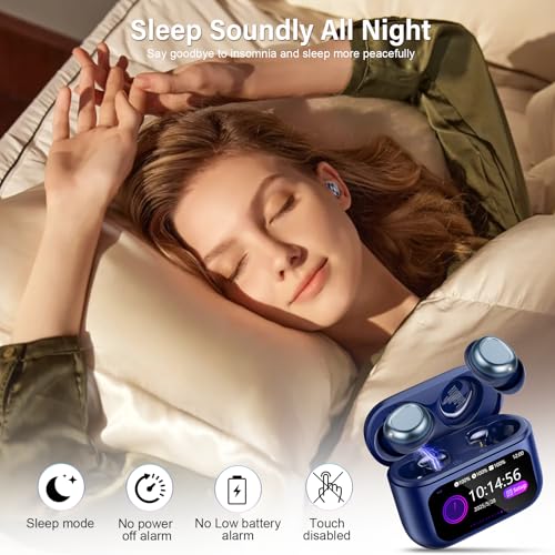 Image of Sleep Earbuds Bluetooth 5.4 in Ear Touch Screen Sleep Headphones, Small Design Mini Sleep Earbuds for Side Sleepers with Sleep Mode, 48H Playtime Sleep Earphones Clear Calls, 5 EQ Modes, Blue