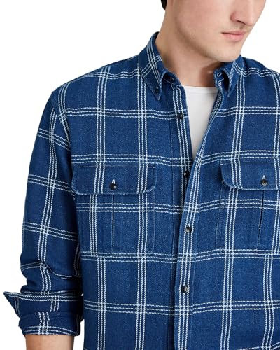 Club Monaco Men's Long Sleeve Relaxed Indigo Twill Shirt Jacket2