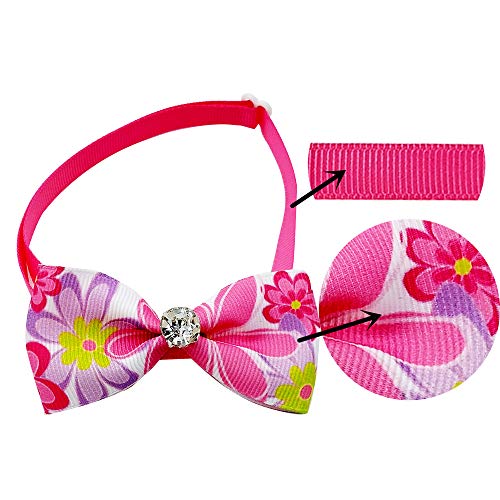 JpGdn 12pcs Pet Bowties Dog Bow Ties Neck Bows with Glittery Rhinestone Adjustable Neckties Collar for Small Medium Puppy Doggy Cats Animals Grooming Accessories