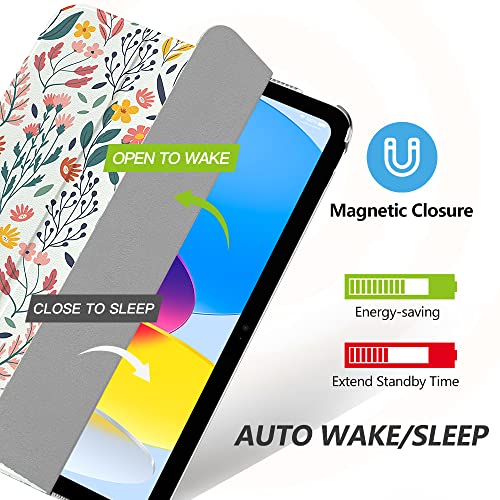 Image of MoKo for iPad (A16) 11th Generation Case 11 Inch 2025, iPad 10th Generation Case 10.9 Inch 2022, Slim Stand Hard PC Translucent Back Shell Smart Cover, Support Touch ID, Auto Wake /Sleep, Flowers