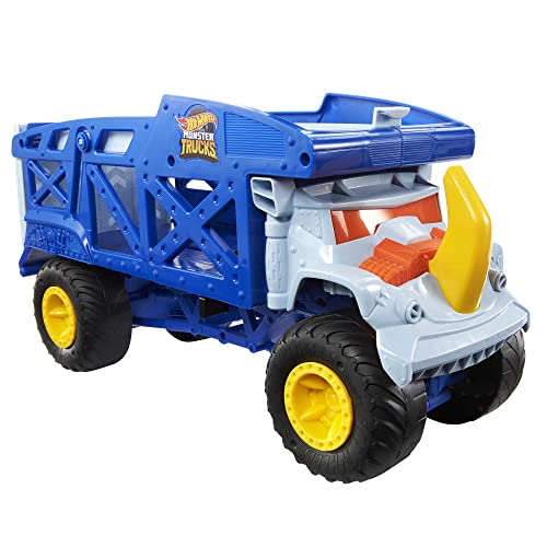 HOT WHEELS Monster Trucks Transporter Nashorn - Schlepper, Platz für 12...