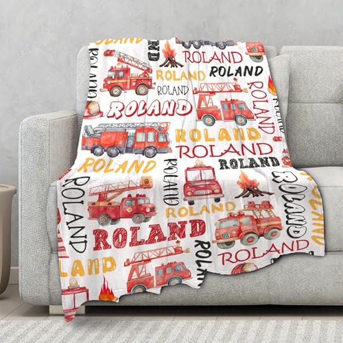 Image of Personalized Fire Trucks Firefighter Custom Baby Blanket Gifts for Boys Girls Super Soft Blanket Swaddle Newborn Cozy Receiving Blanket Stroller Throw 40x30 in for Puppy