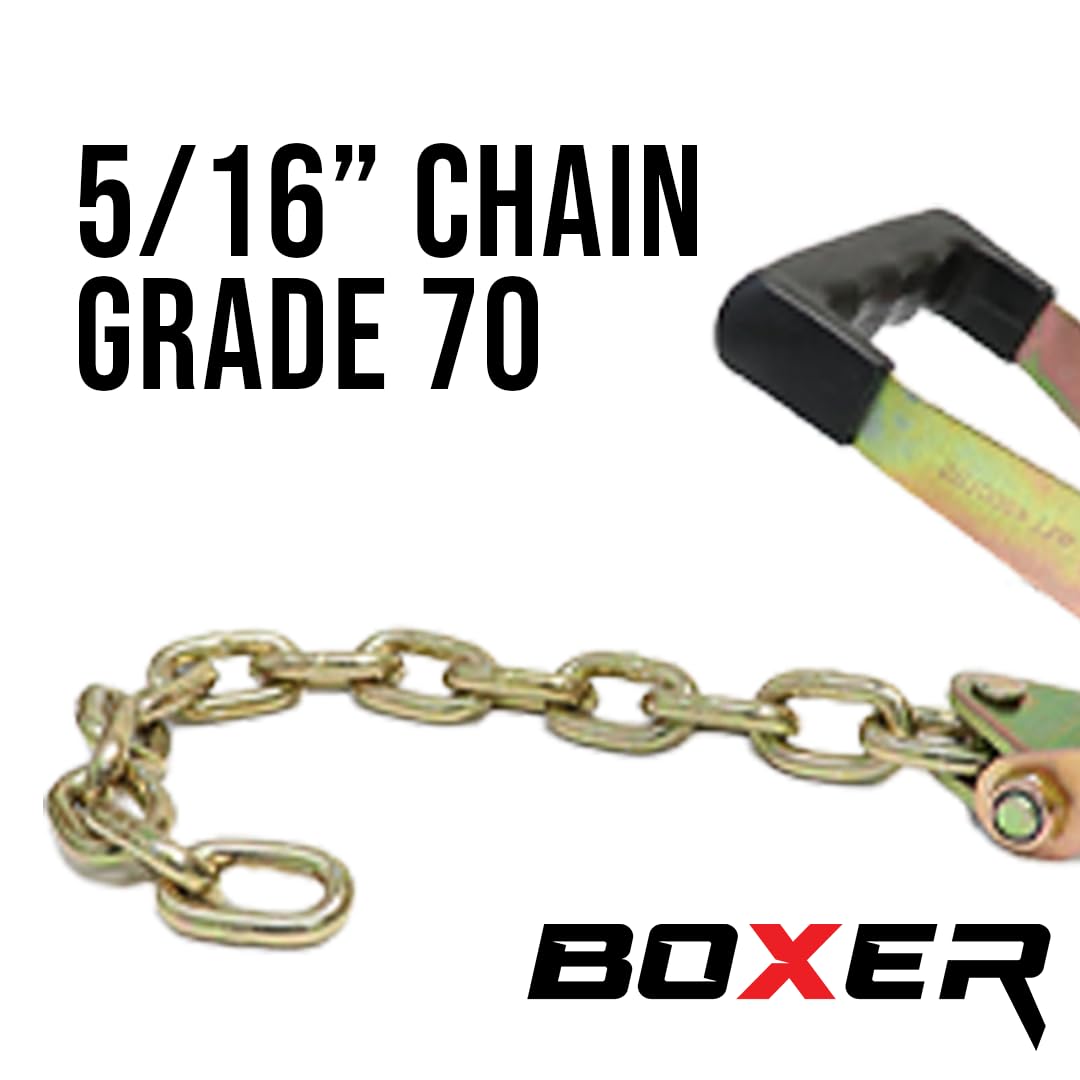 Boxer Klamra z grzechotką z przedłużeniem łańcucha hakowego G70 0,5 m – 2 szt. – podwójna grzechotka blokująca, wytrzymałość na zerwanie 4,5 kg holowania